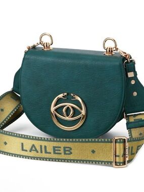 LAILEB Green Half Moon Crossbody Bag Gold Hardware Magnetic Closure Box Dust